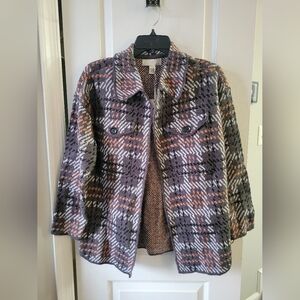 NWT By Design Ava Open-Front Shacket Sweater with Patch Pockets Size Small